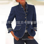 Color-Block Buttoned Wool Coat