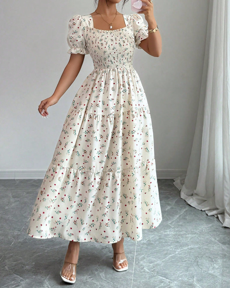 Vestido Longo com Estampado e Corte Evasê - Veron&Co