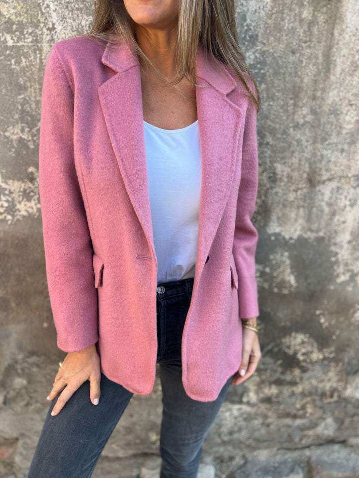 Blazer em Lã com Lapela e Botões