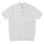 Polo Tricot com Fecho e Riscas Verticais Veron&Co, detalhe do tecido