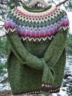 Two-Tone Round-Neck Sweater