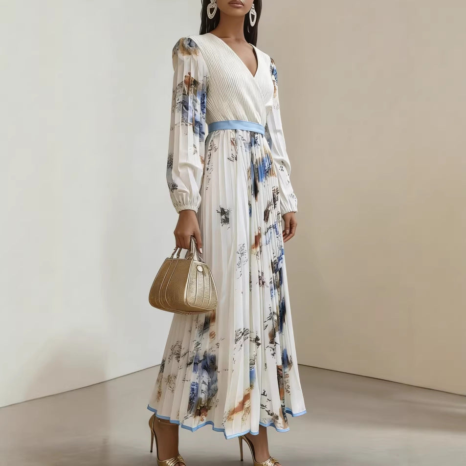 Vestido com Estampado e Decote em V - Veron&Co