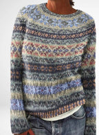 Two-Tone Round-Neck Sweater
