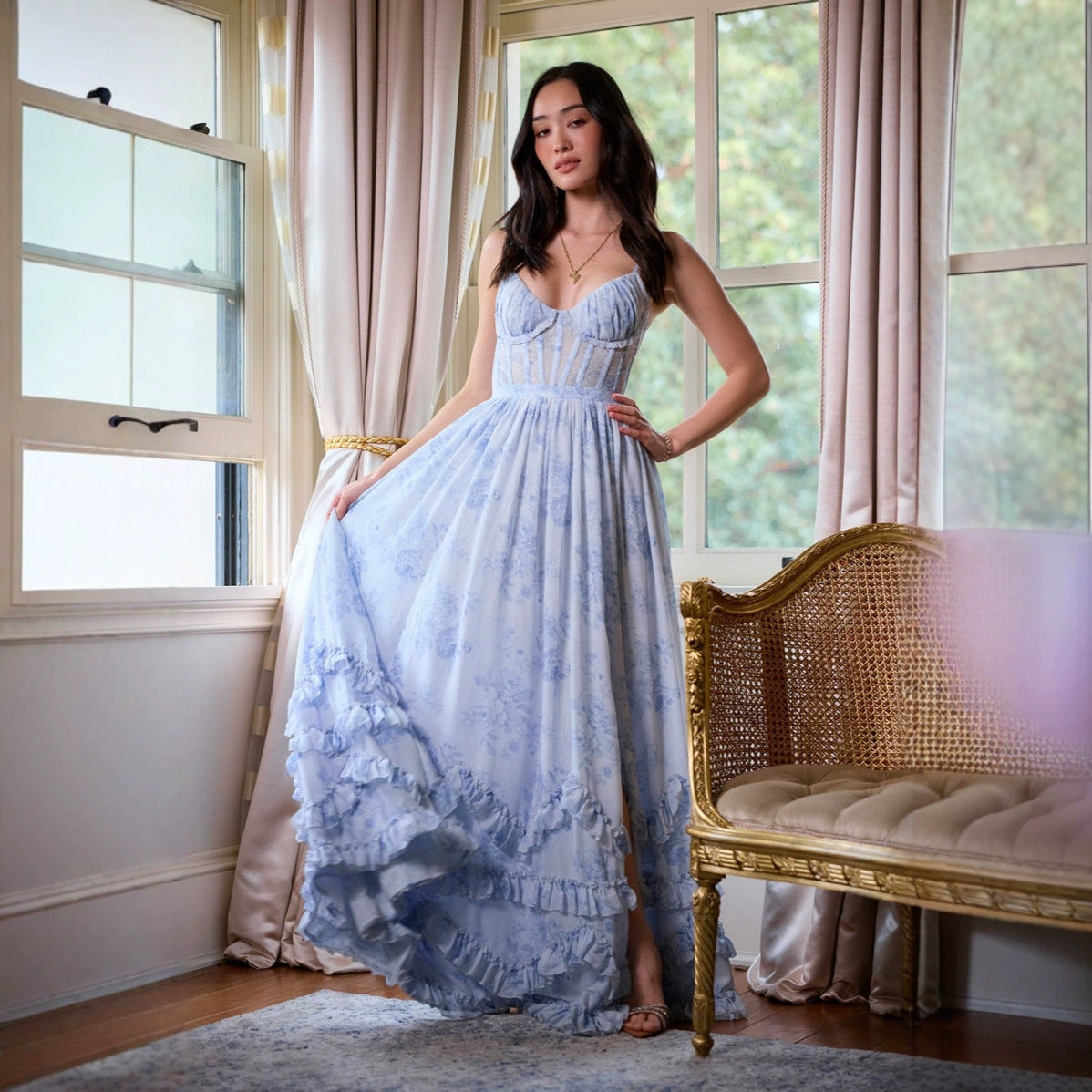 Vestido Longo com Marcação de Cintura - Veron&Co