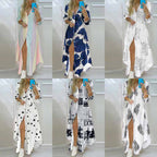 Vestido Longo com Estampado e Abertura Lateral - Veron&Co