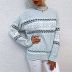 Mock-Neck Sweater with Snowflake Pattern