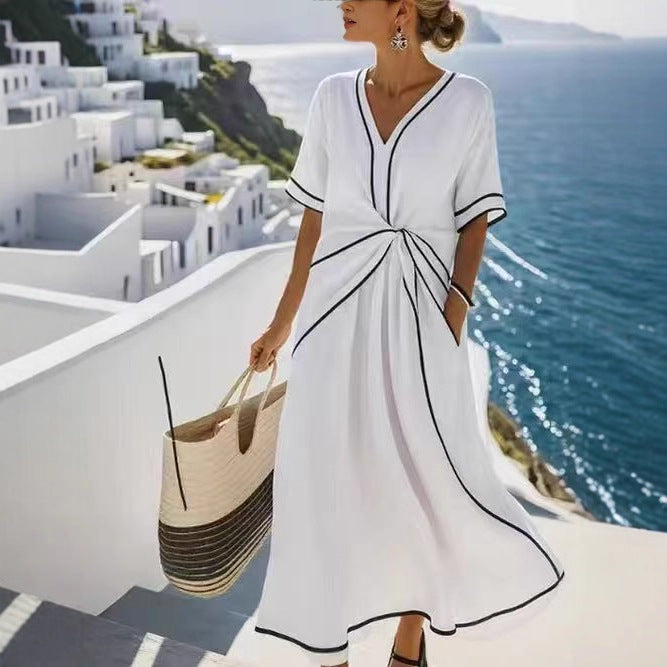 Vestido com Estampado e Pregas - Veron&Co