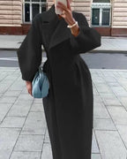 Long Coat with Puff Sleeves and Lapels