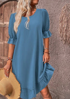 Vestido em Algodão e Linho com Inspiração Vintage e Corte Evasê - Veron&Co