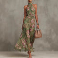 Vestido Longo em Tule com Pregas e Corte Justo - Veron&Co