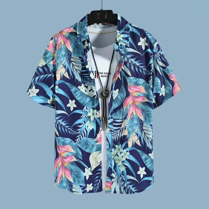 Conjunto Havaiano Floral Camisa e Calção Veron&Co, detalhe do tecido