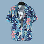 Conjunto Havaiano Floral Camisa e Calção Veron&Co, detalhe do tecido