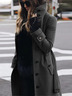 Wool Coat with Buttons and Classic Collar