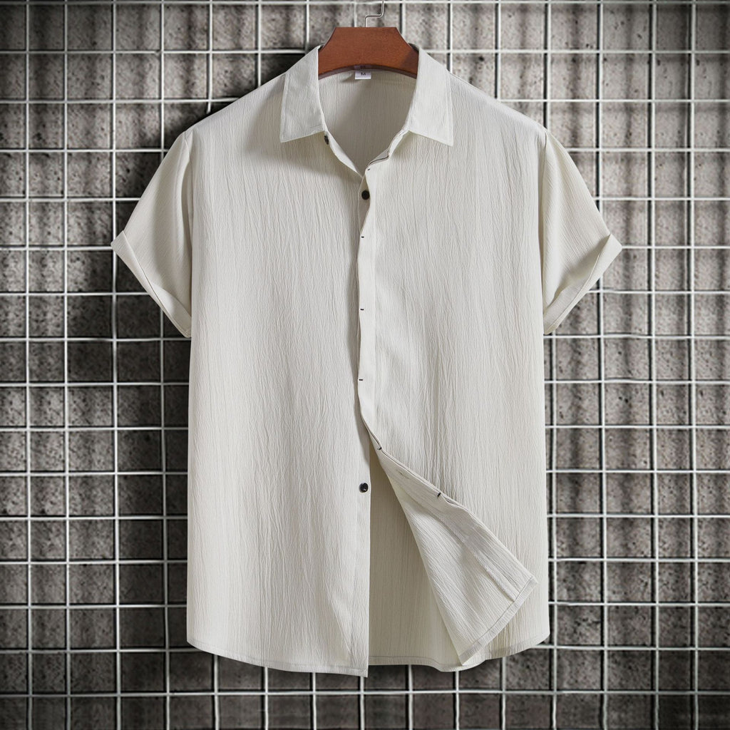 Camisa Solta em Algodão e Linho de Manga Curta Veron&Co, vista lateral