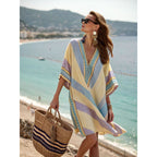 Vestido Midi com Estampado e Decote em V - Veron&Co