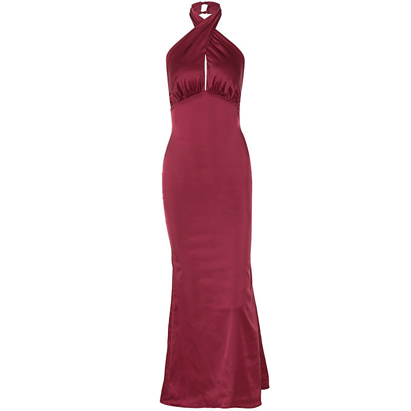 Vestido em Cetim com Costas Nuas e Sem Mangas - Veron&Co