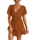 Vestido com Folhos e Decote em V - Veron&Co