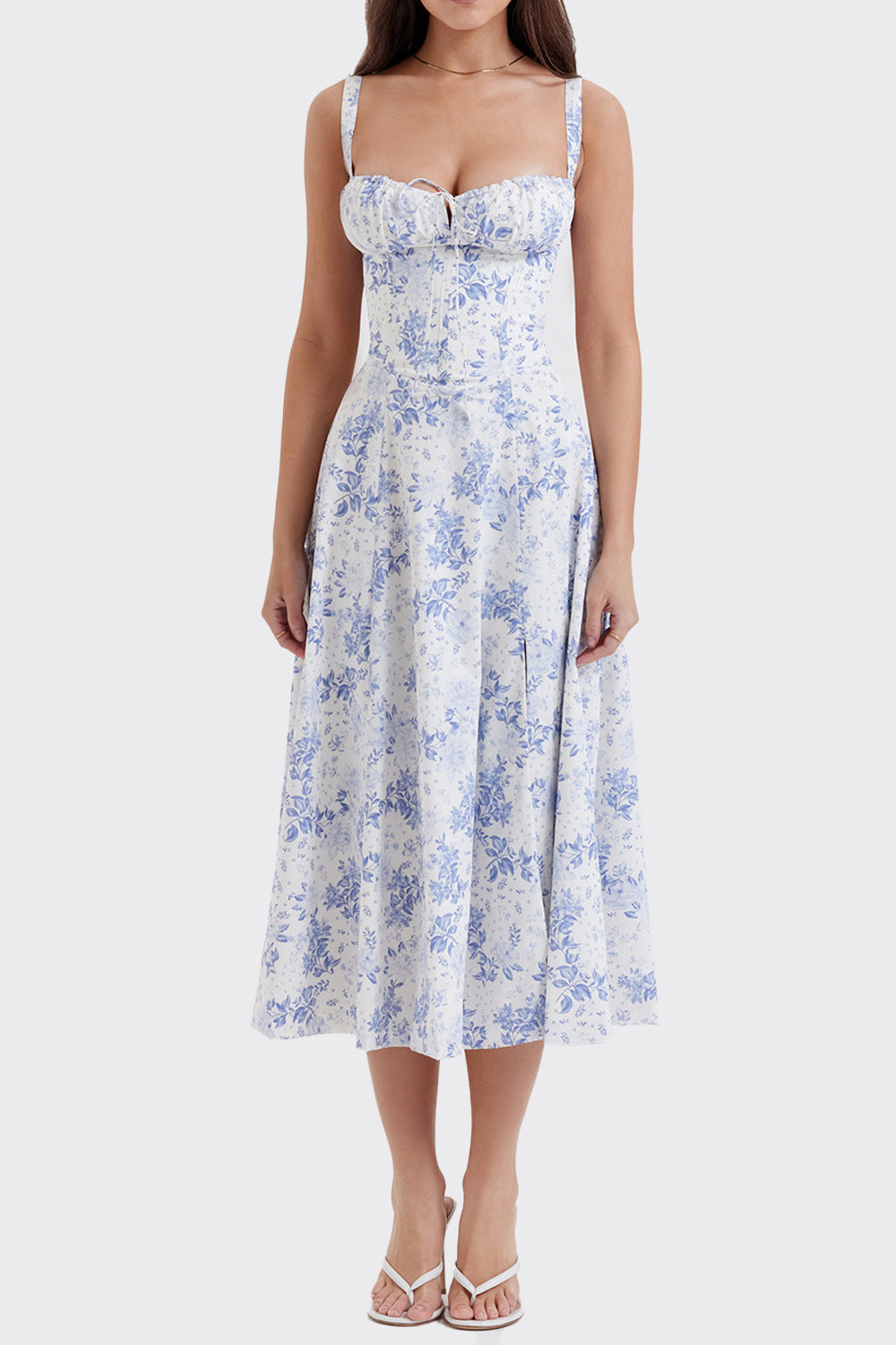 Vestido com Estampado e Abertura Lateral - Veron&Co