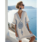 Vestido Midi com Estampado e Decote em V - Veron&Co