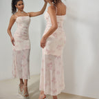 Vestido Longo com Estampado Floral e Pregas - Veron&Co