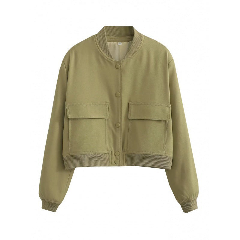 High-Neck Coat with Pockets