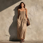 Vestido Longo em Algodão com Alças Finas - Veron&Co