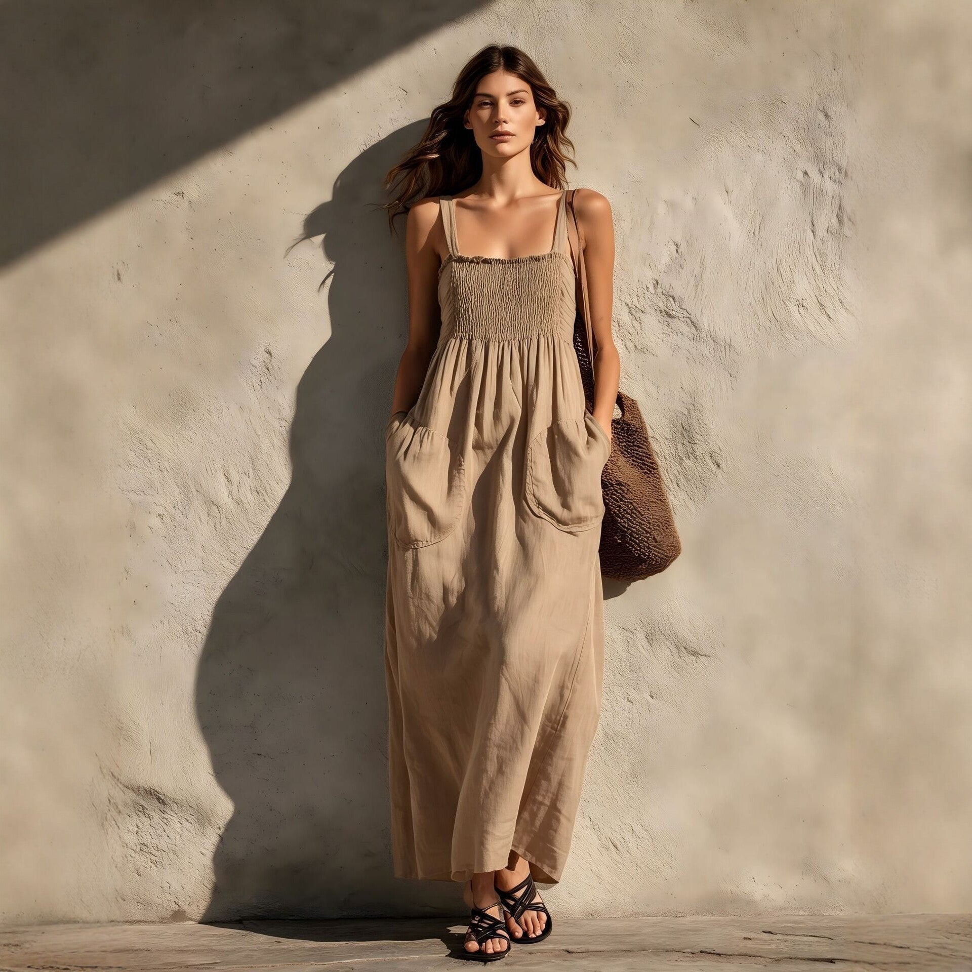 Vestido Longo em Algodão com Alças Finas - Veron&Co