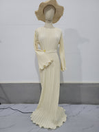Vestido Longo com Pregas e Manga Sino - Veron&Co