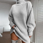Vestido de Malha Gola Alta Raglan