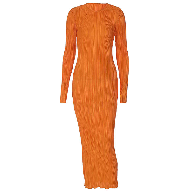 Vestido com Decote Redondo e Manga Comprida - Veron&Co