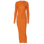 Vestido com Decote Redondo e Manga Comprida - Veron&Co