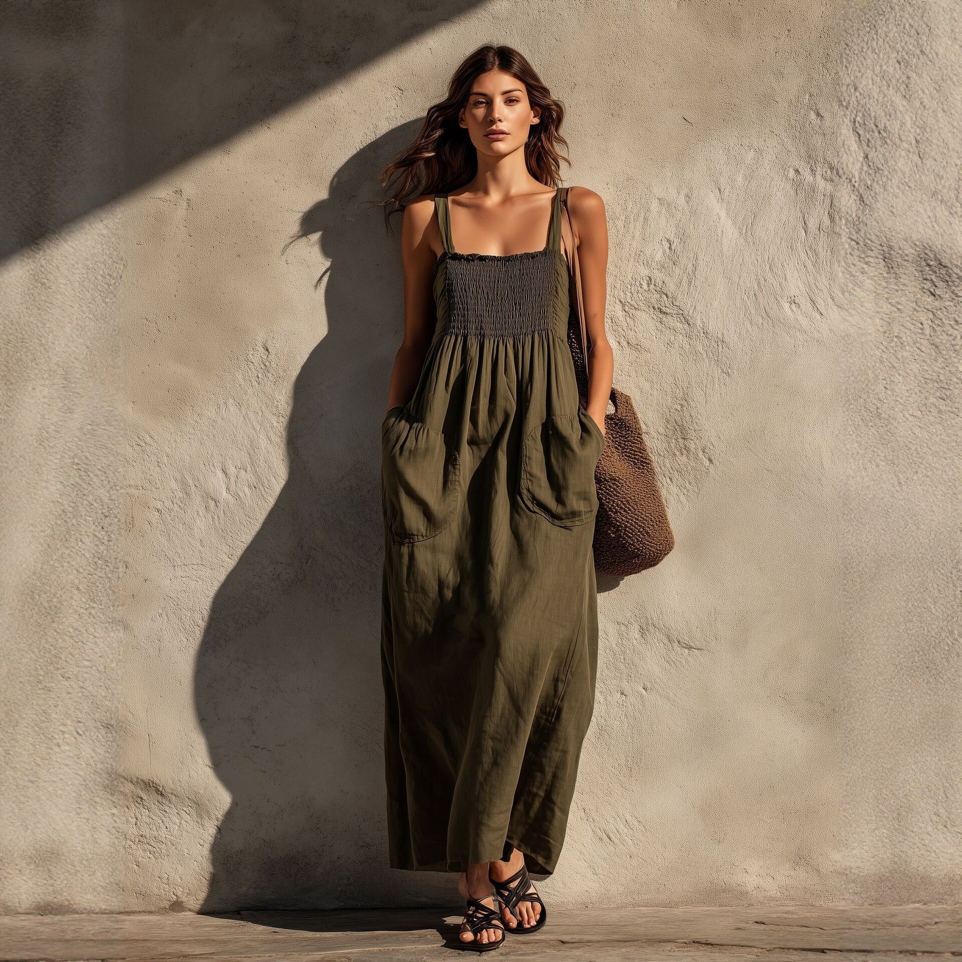 Vestido Longo em Algodão com Alças Finas - Veron&Co