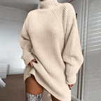 Vestido de Malha Gola Alta Raglan