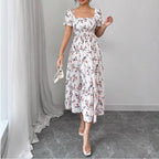 Vestido Longo com Estampado e Corte Evasê - Veron&Co