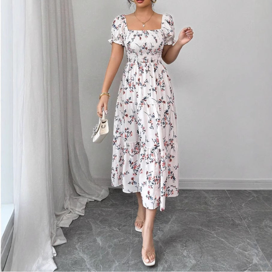 Vestido Longo com Estampado e Corte Evasê - Veron&Co