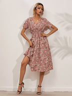 Vestido com Estampado Floral e Estampado - Veron&Co