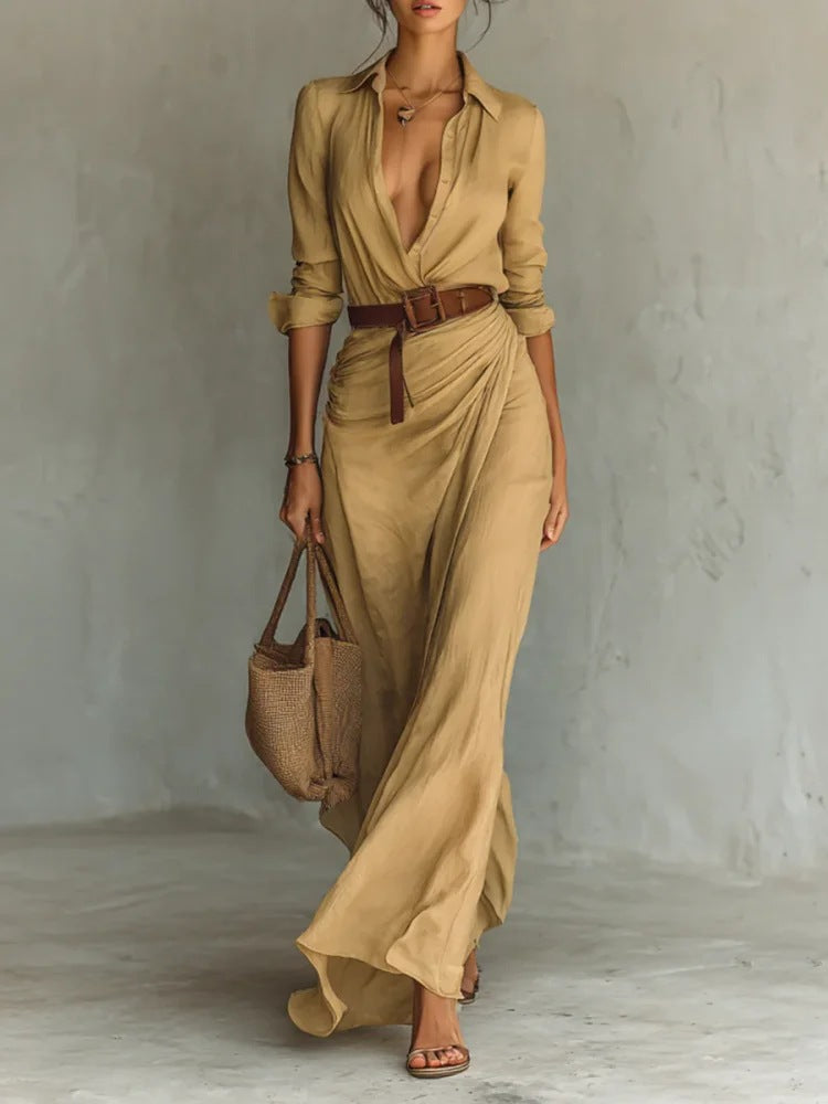 Vestido com Corte Assimétrico e Pregas - Veron&Co