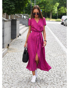 Vestido com Estampado e Decote em V - Veron&Co