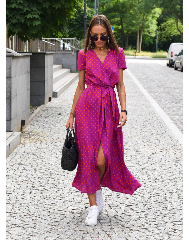 Vestido com Estampado e Decote em V - Veron&Co