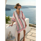 Vestido Midi com Estampado e Decote em V - Veron&Co
