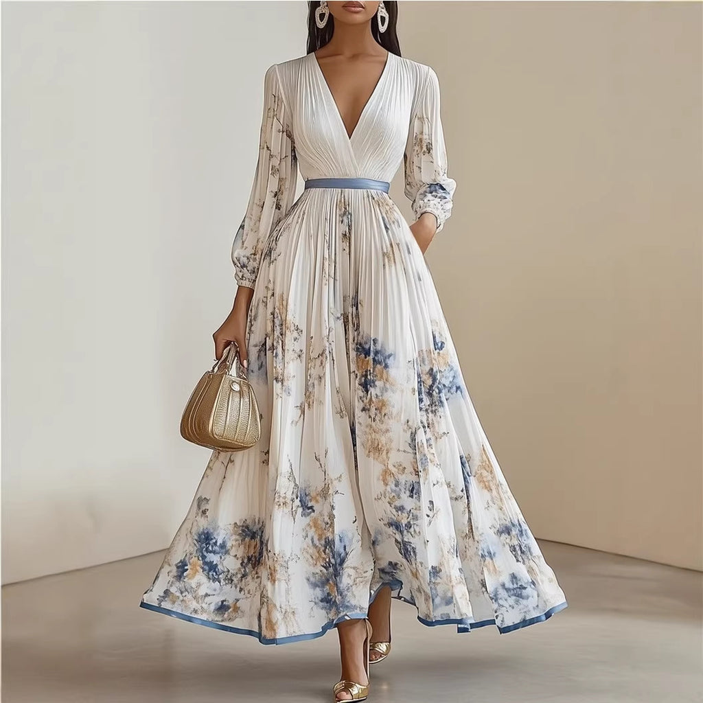 Vestido com Estampado e Decote em V - Veron&Co