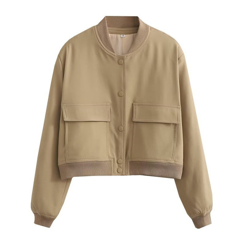 High-Neck Coat with Pockets