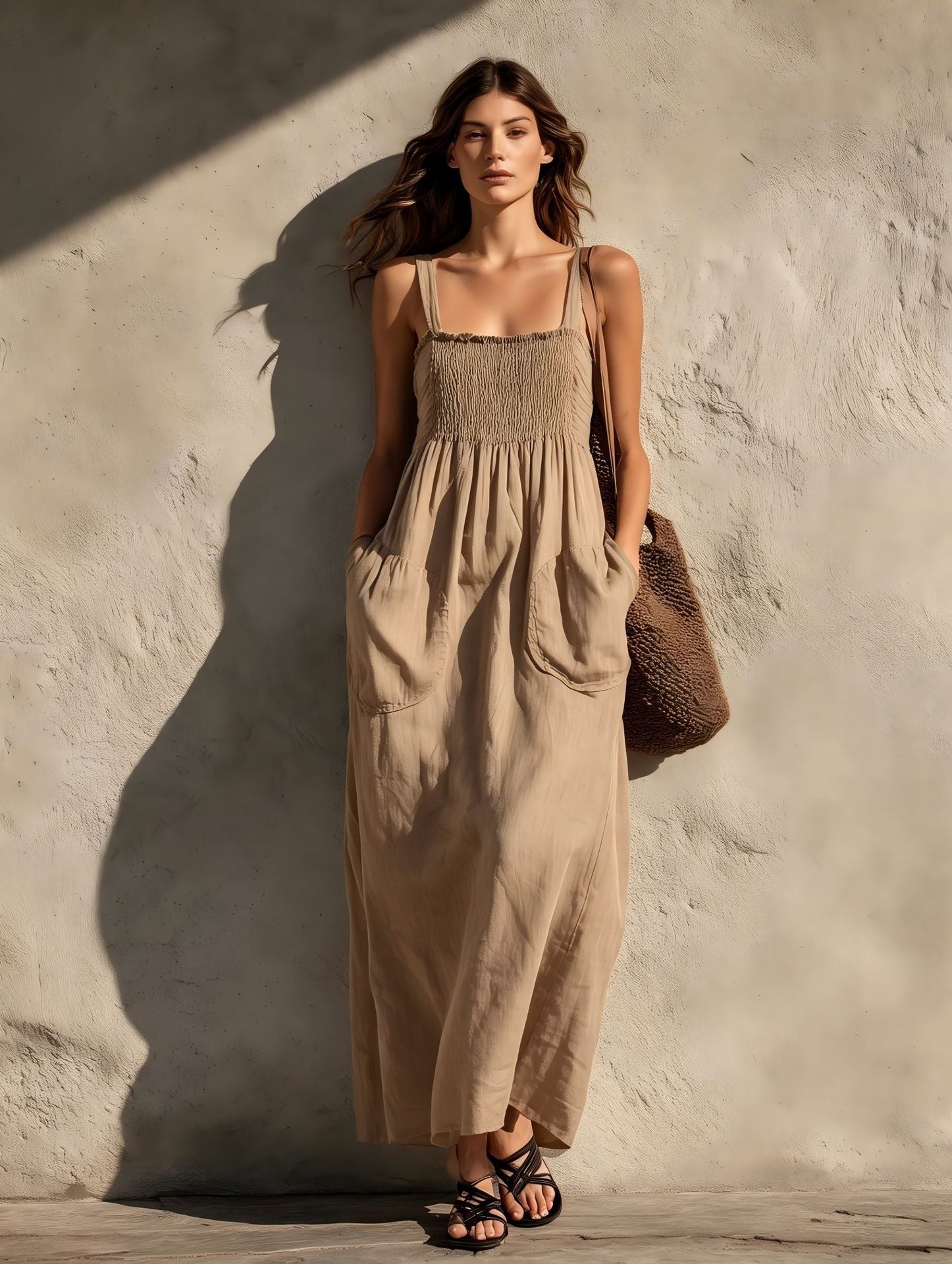 Vestido Longo em Algodão com Alças Finas - Veron&Co
