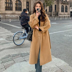 Blue Midi Coat with Belt