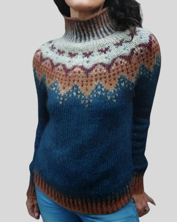 Two-Tone Round-Neck Sweater