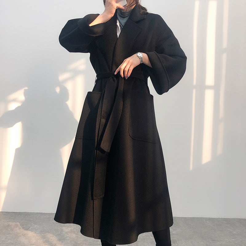 Cashmere Midi Coat with Bow