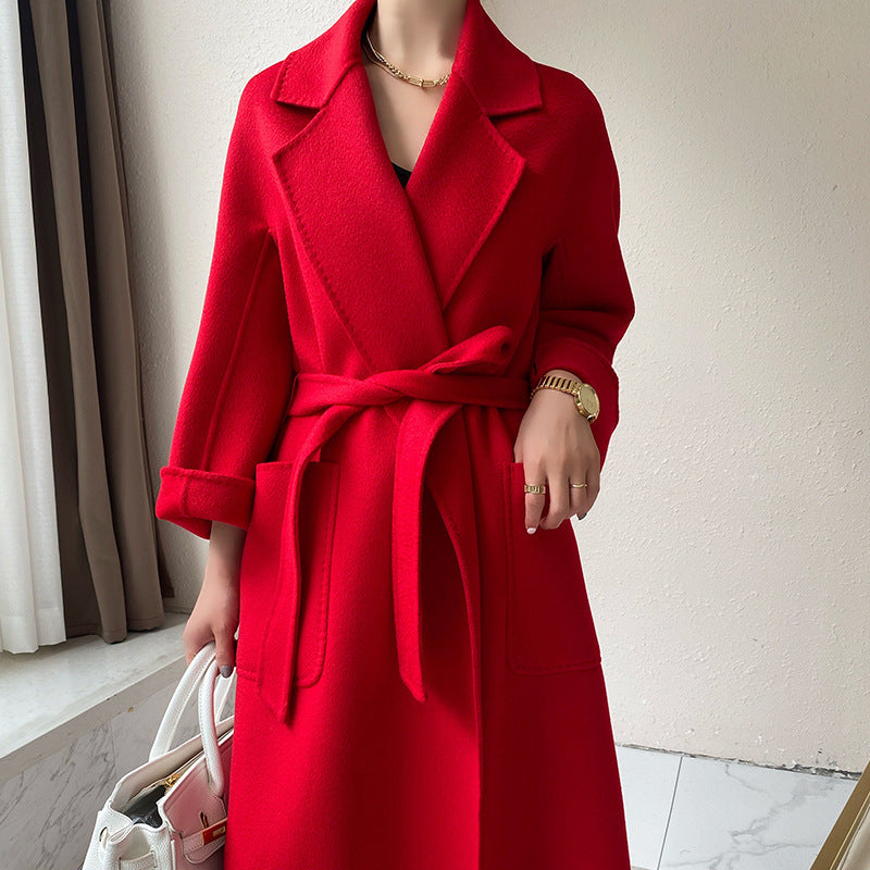 Cashmere Midi Coat with Bow