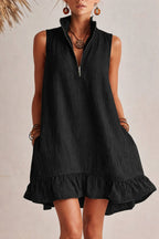 Vestido em Algodão com Decote em V e Sem Mangas - Veron&Co