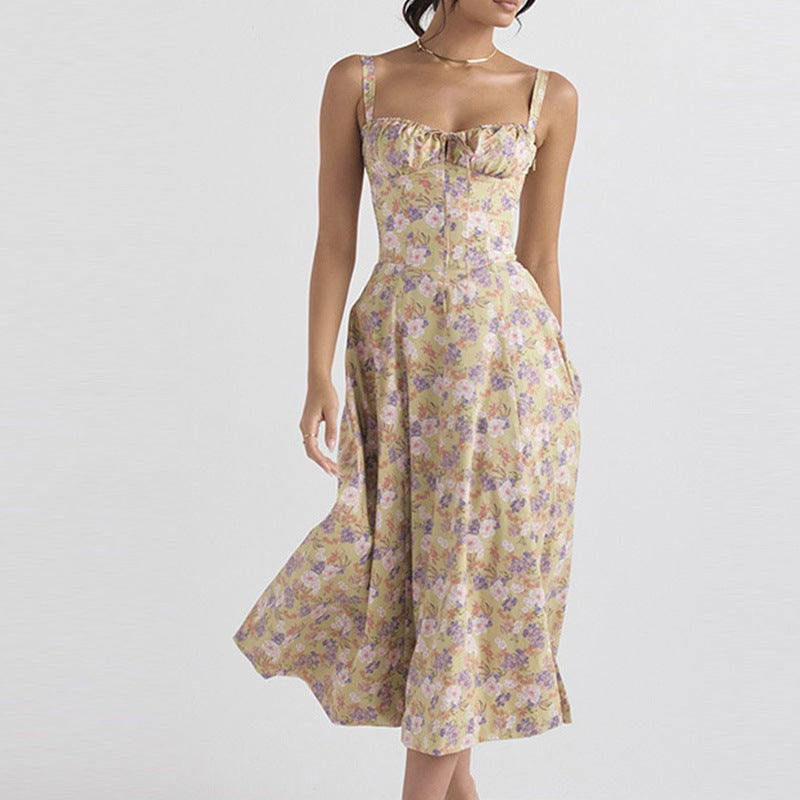 Vestido com Estampado e Abertura Lateral - Veron&Co