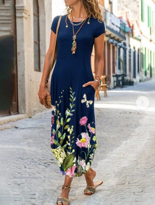 Vestido com Estampado e Decote Redondo - Veron&Co